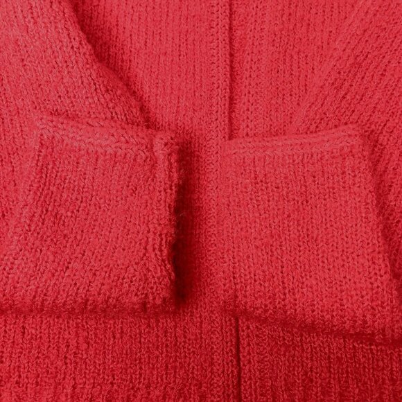 Vtg Tanner Womens Small Sweater Red Cardigan Textured Knit Open Front Holiday - Picture 10 of 10